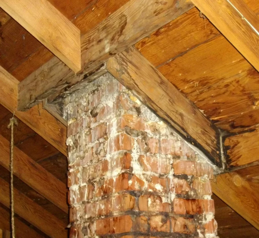 Chimney leak in the attic